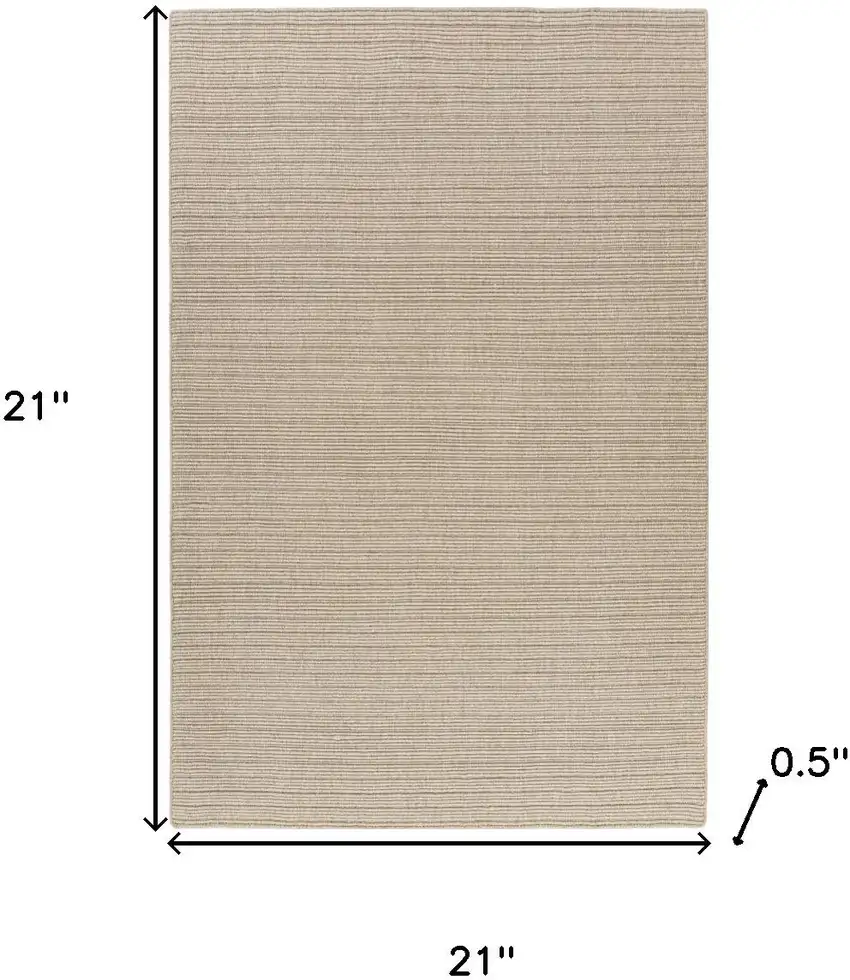 Beige And Ivory Wool Hand Woven Square Rug Photo 3