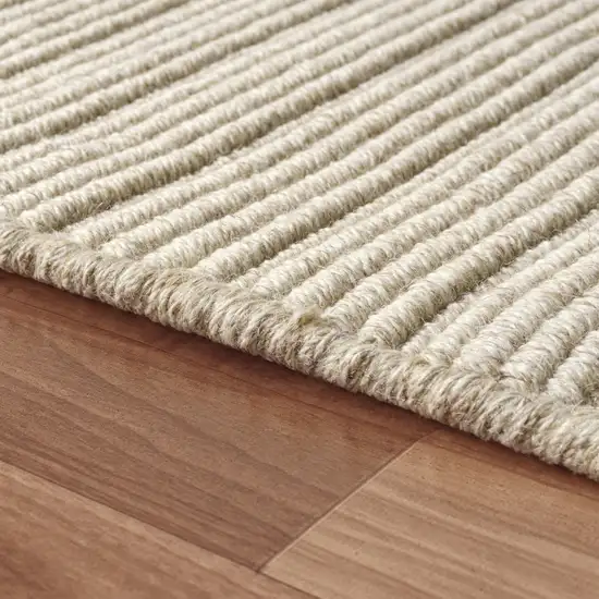 Beige And Ivory Wool Hand Woven Square Rug Photo 6