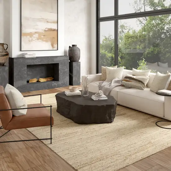 Beige And Ivory Wool Striped Hand Knotted Square Rug Photo 3