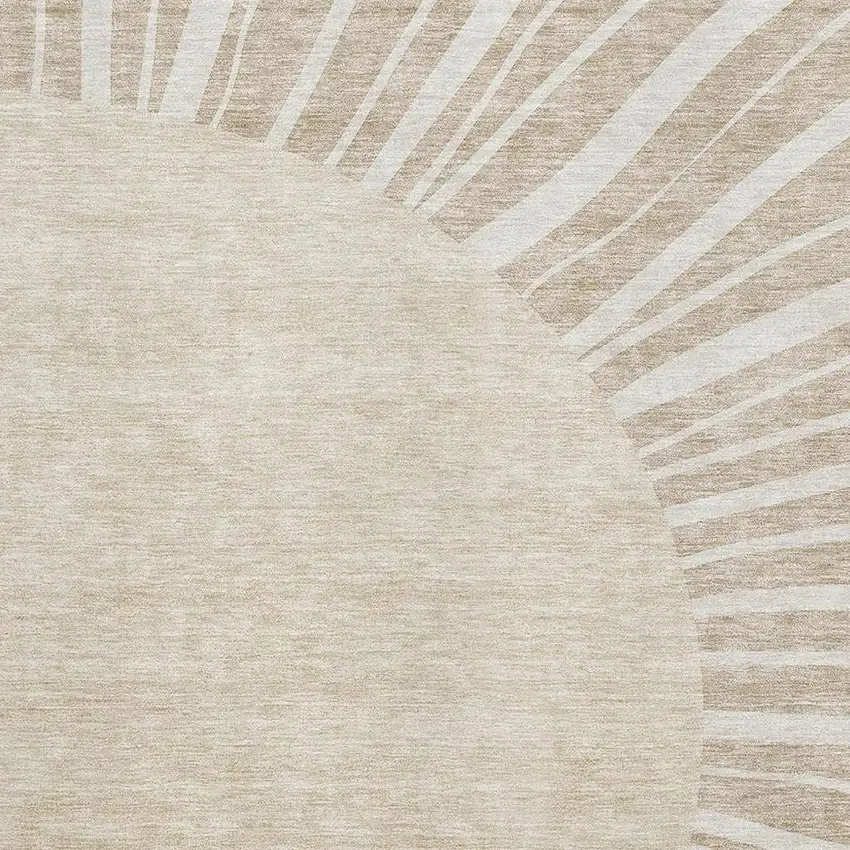 Beige And Khaki Abstract Washable Area Rug With UV Protection Photo 2