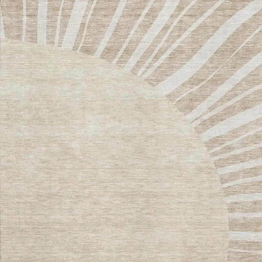 Beige And Khaki Abstract Washable Area Rug With UV Protection Photo 2
