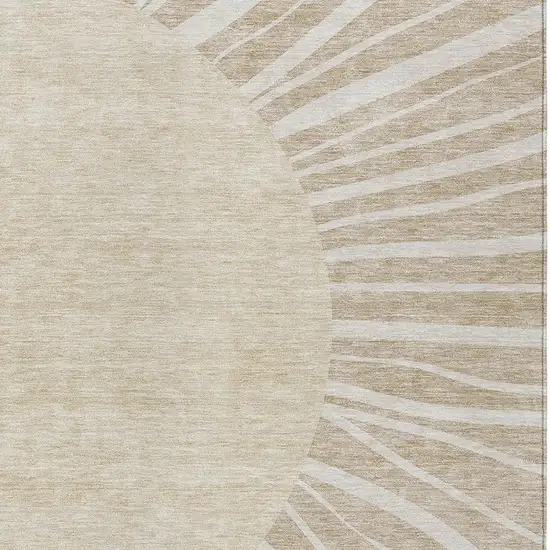 Beige And Khaki Abstract Washable Indoor Outdoor Area Rug Photo 5