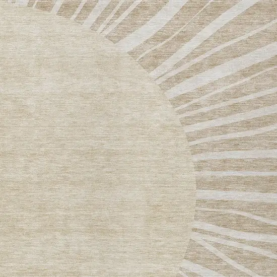 Beige And Khaki Abstract Washable Indoor Outdoor Area Rug Photo 5
