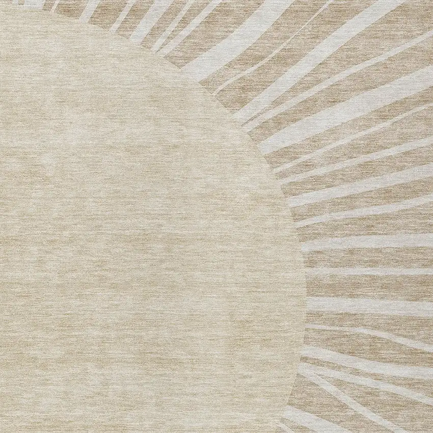 Beige And Khaki Abstract Washable Indoor Outdoor Area Rug Photo 5