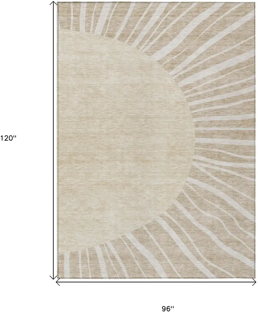 Beige And Khaki Abstract Washable Indoor Outdoor Area Rug Photo 3