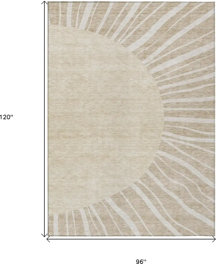 Beige And Khaki Abstract Washable Indoor Outdoor Area Rug Photo 3