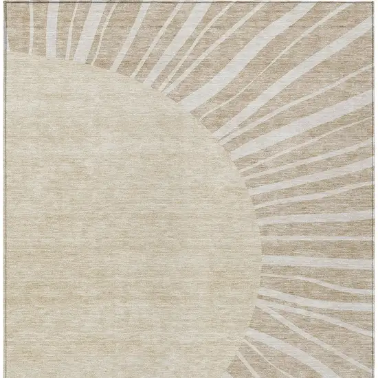 Beige And Khaki Abstract Washable Indoor Outdoor Area Rug Photo 5