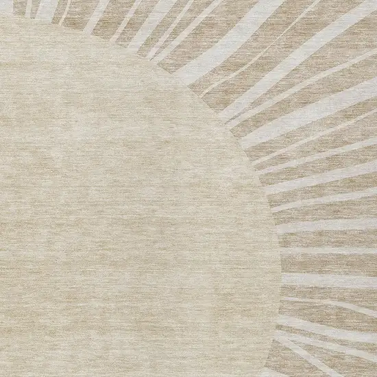 Beige And Khaki Abstract Washable Indoor Outdoor Area Rug Photo 5