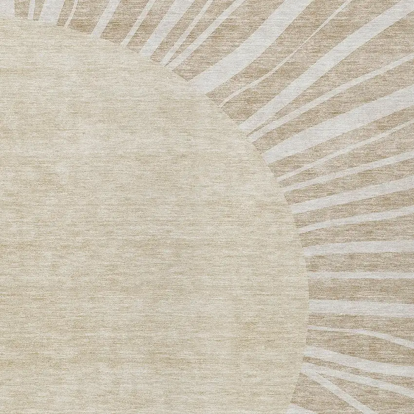 Beige And Khaki Abstract Washable Indoor Outdoor Area Rug Photo 5