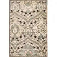 Photo of Beige And Light Blue Floral Stain Resistant Area Rug