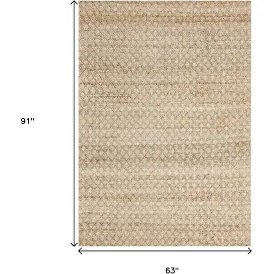 Beige And Light Brown Jute Geometric Hand Woven Area Rug Photo 3