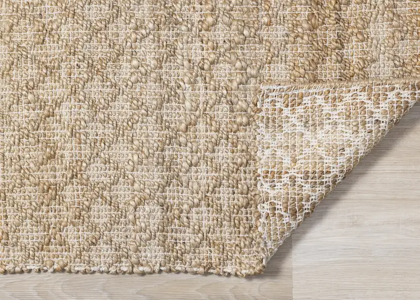 Beige And Light Brown Jute Geometric Hand Woven Area Rug Photo 9