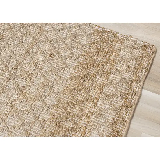 Beige And Light Brown Jute Geometric Hand Woven Area Rug Photo 7