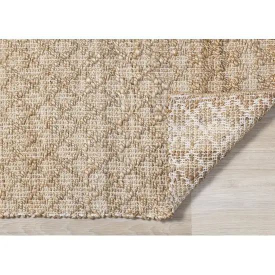 Beige And Light Brown Jute Geometric Hand Woven Area Rug Photo 9