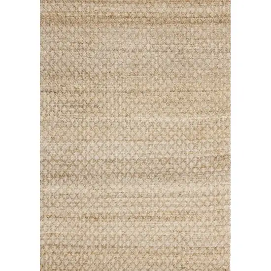 Beige And Light Brown Jute Geometric Hand Woven Area Rug Photo 2
