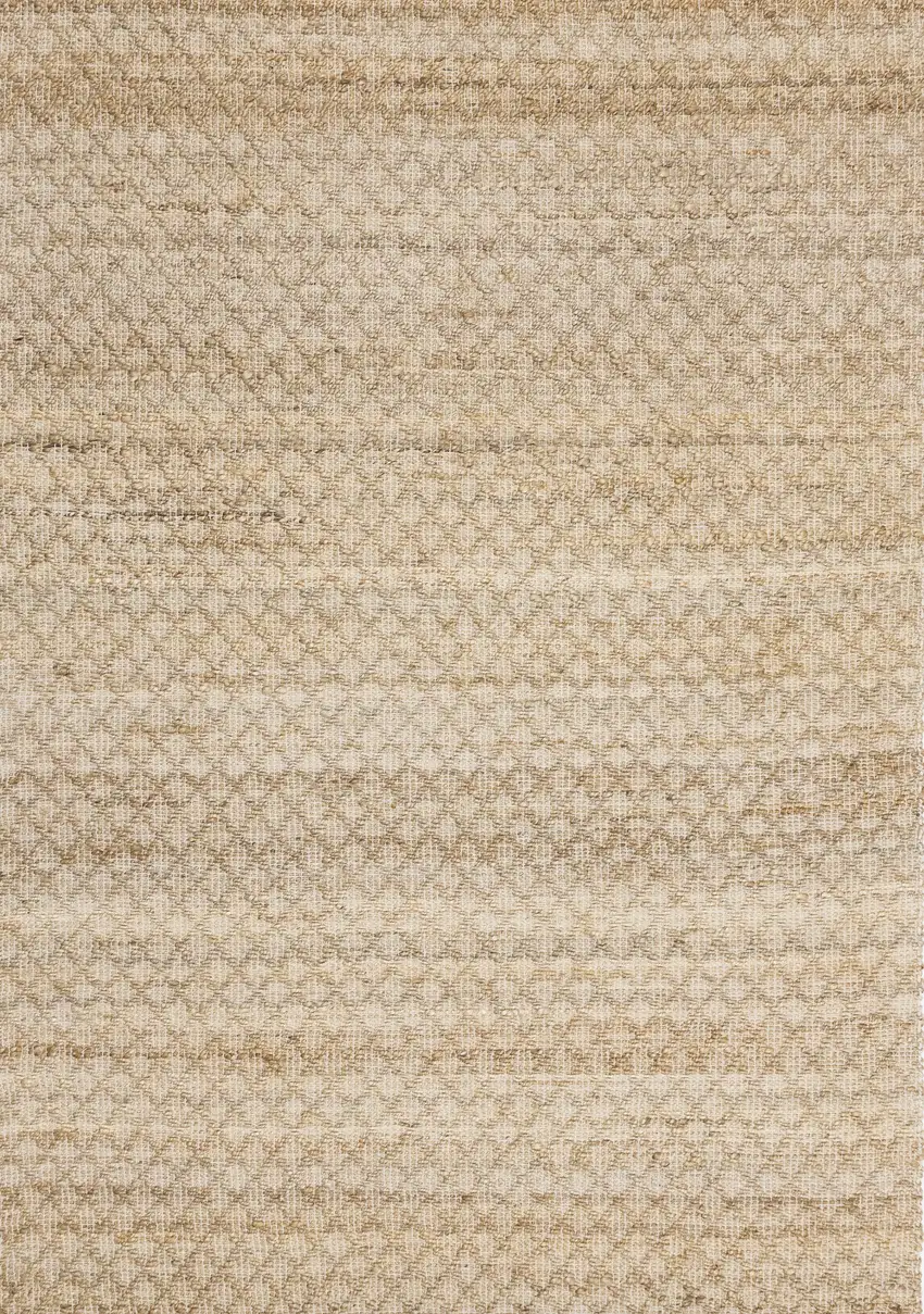 Beige And Light Brown Jute Geometric Hand Woven Area Rug Photo 2