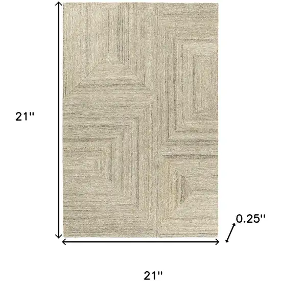 Beige And Light Green Geometric Hand Tufted Square Rug Photo 8