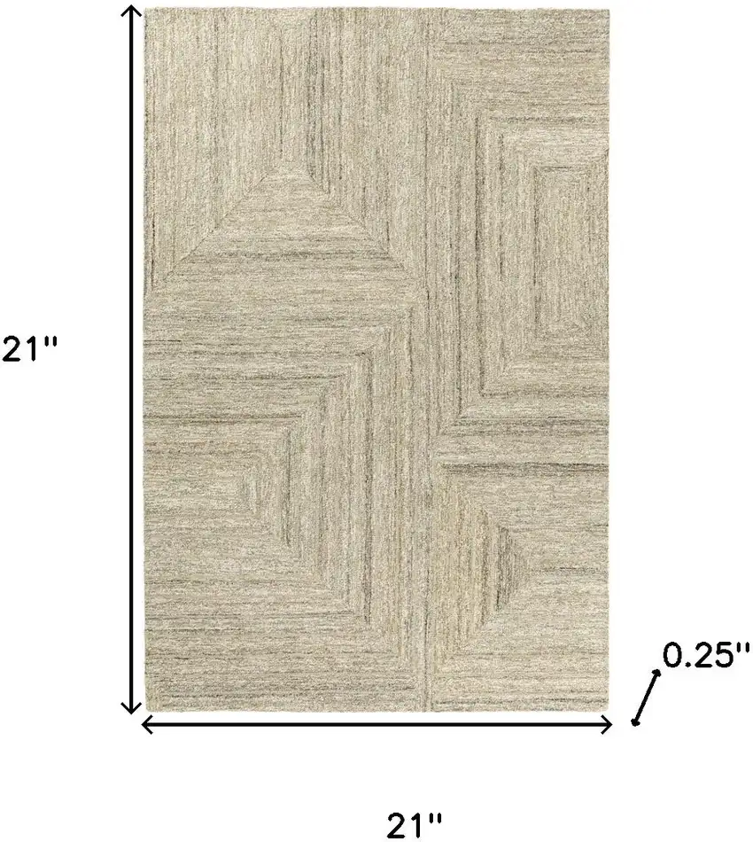 Beige And Light Green Geometric Hand Tufted Square Rug Photo 8