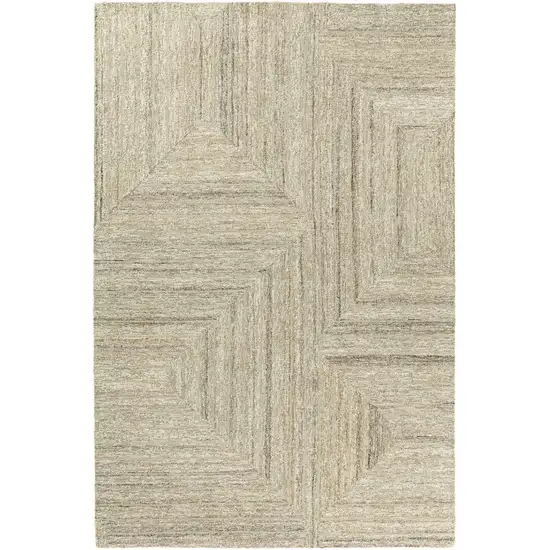 Beige And Light Green Geometric Hand Tufted Square Rug Photo 1
