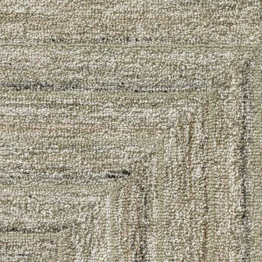 Beige And Light Green Geometric Hand Tufted Square Rug Photo 7