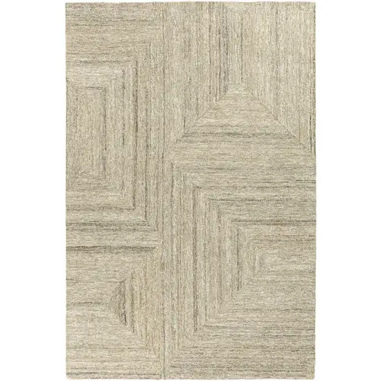 Beige And Light Green Geometric Hand Tufted Square Rug Photo 2