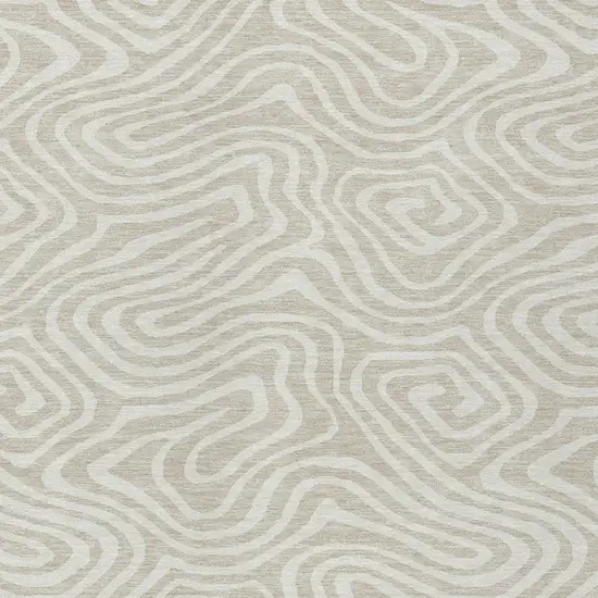 Beige And Linen Abstract Washable Indoor Outdoor Area Rug Photo 6