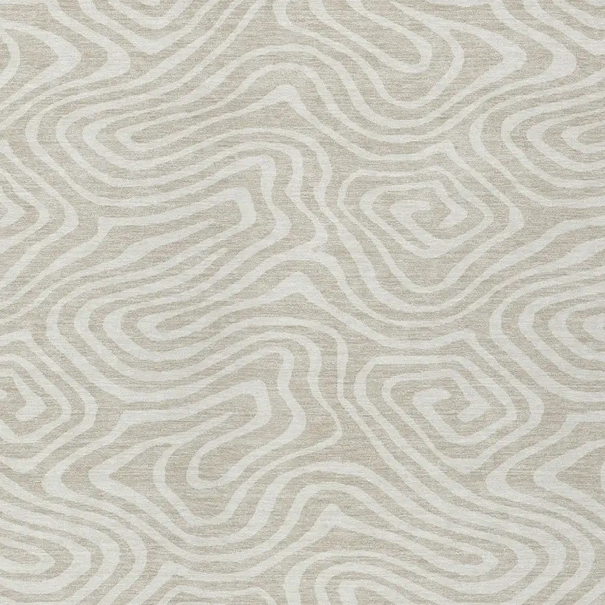 Beige And Linen Abstract Washable Indoor Outdoor Area Rug Photo 6