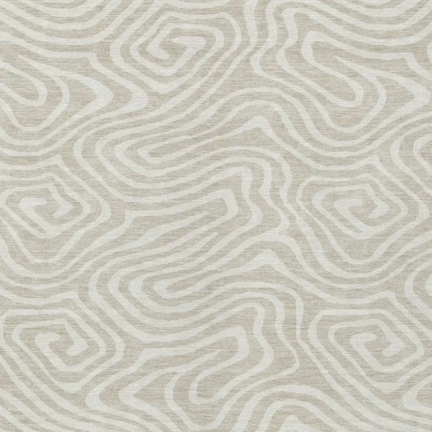 Beige And Linen Abstract Washable Indoor Outdoor Area Rug Photo 6