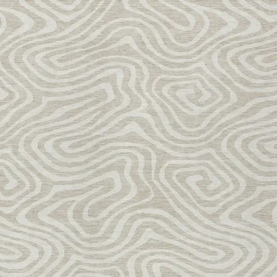 Beige And Linen Abstract Washable Indoor Outdoor Area Rug Photo 6