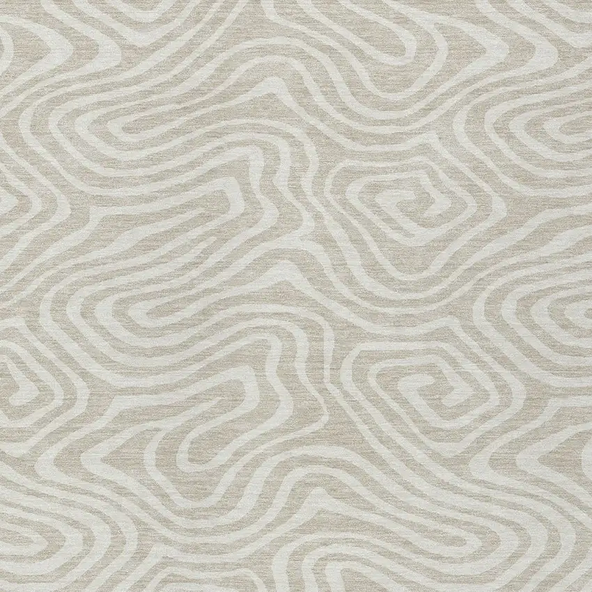 Beige And Linen Abstract Washable Indoor Outdoor Area Rug Photo 6