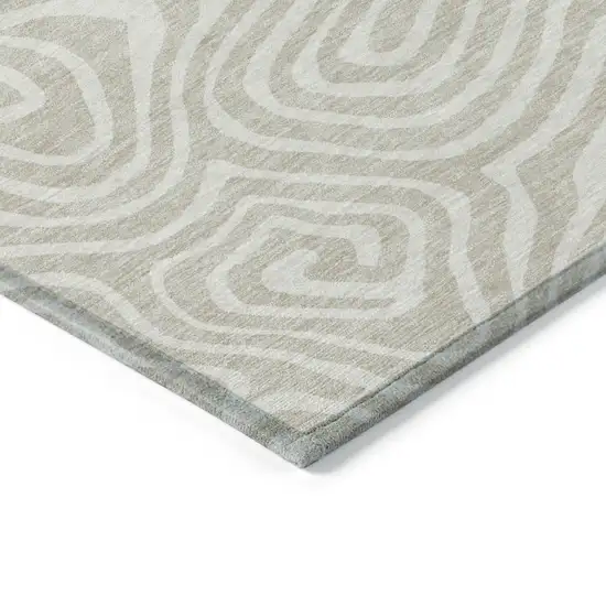 Beige And Linen Abstract Washable Indoor Outdoor Area Rug Photo 5