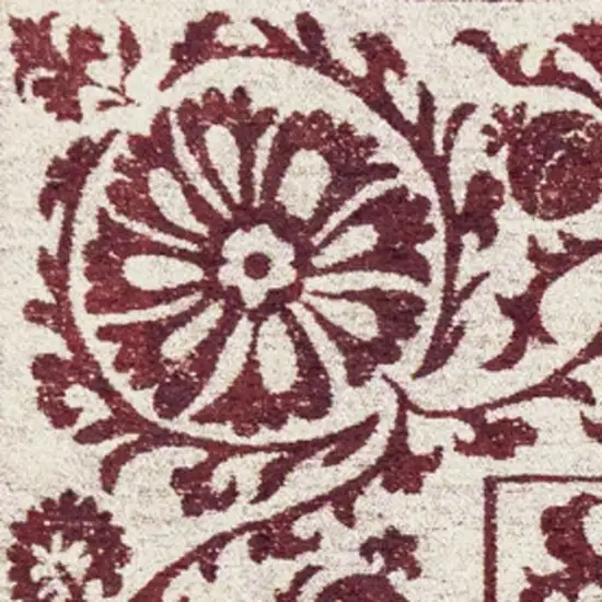 Beige And Maroon Tribal Washable Area Rug With UV Protection Photo 3