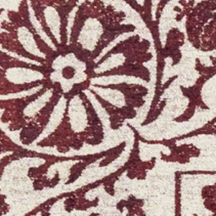 Beige And Maroon Tribal Washable Area Rug With UV Protection Photo 2