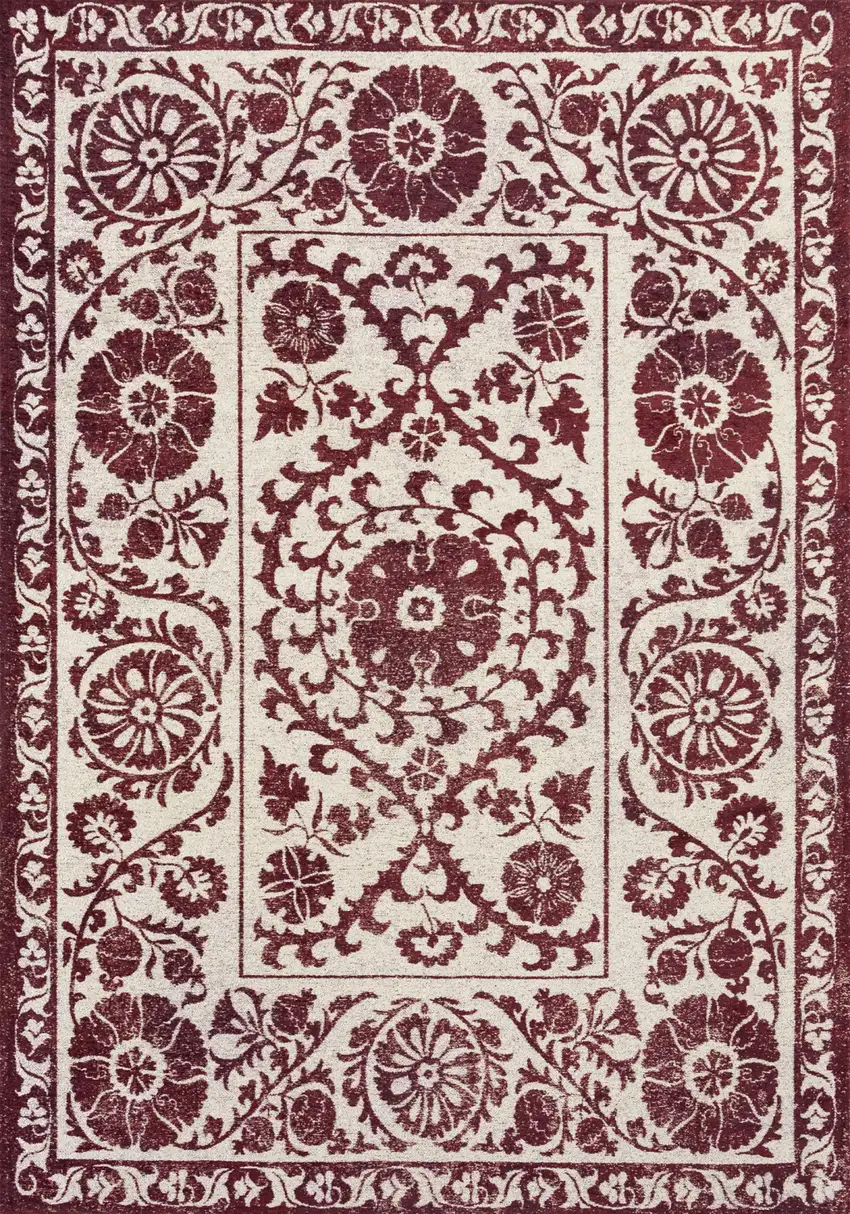 Beige And Maroon Tribal Washable Area Rug With UV Protection Photo 8