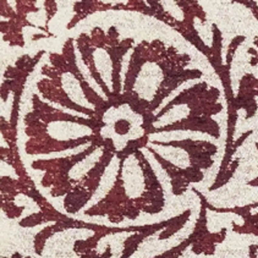 Beige And Maroon Tribal Washable Area Rug With UV Protection Photo 2