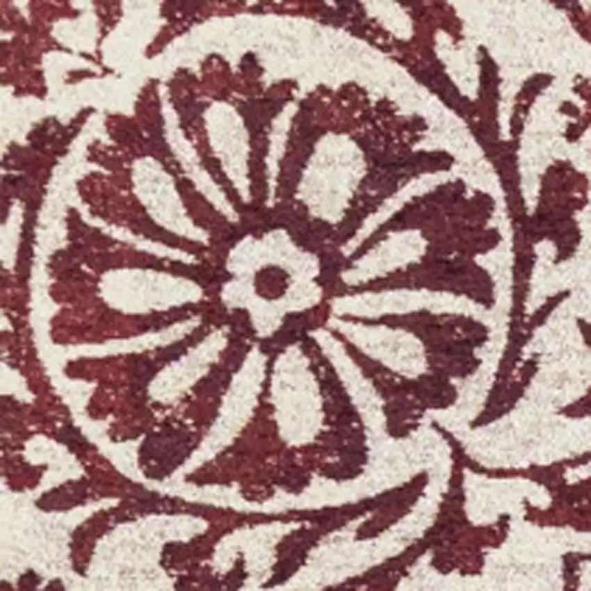 Beige And Maroon Tribal Washable Area Rug With UV Protection Photo 2