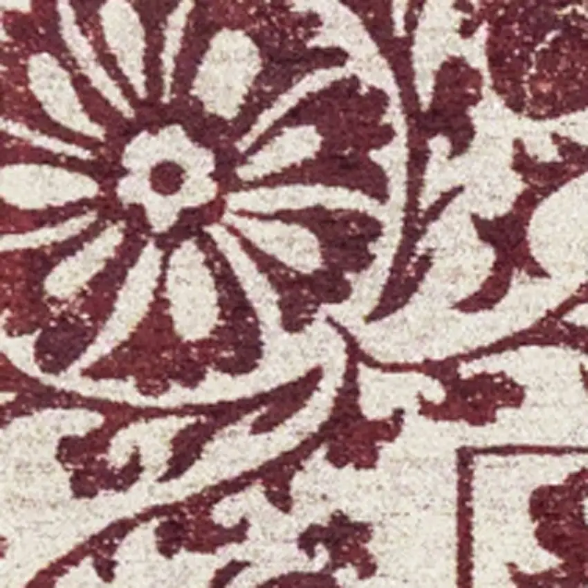 Beige And Maroon Tribal Washable Area Rug With UV Protection Photo 7