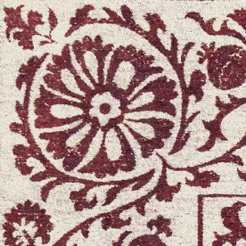 Beige And Maroon Tribal Washable Area Rug With UV Protection Photo 3