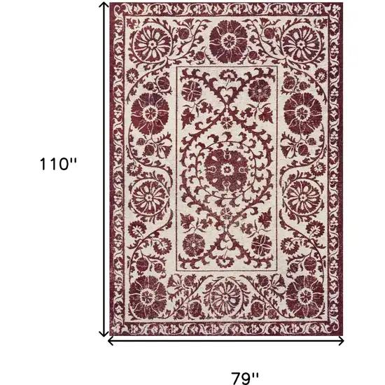Beige And Maroon Tribal Washable Area Rug With UV Protection Photo 6