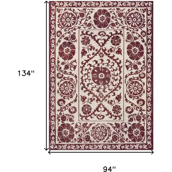 Beige And Maroon Tribal Washable Area Rug With UV Protection Photo 6