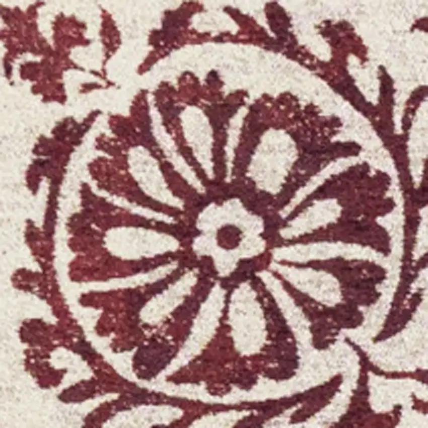 Beige And Maroon Tribal Washable Area Rug With UV Protection Photo 7