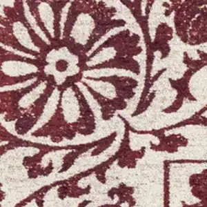 Photo of Beige And Maroon Tribal Washable Area Rug With UV Protection