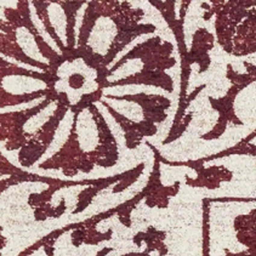 Beige And Maroon Tribal Washable Area Rug With UV Protection Photo 2