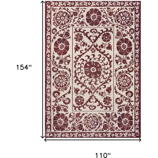 Beige And Maroon Tribal Washable Area Rug With UV Protection Photo 6