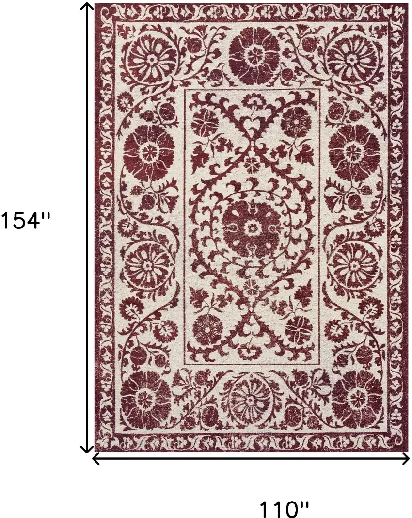 Beige And Maroon Tribal Washable Area Rug With UV Protection Photo 6