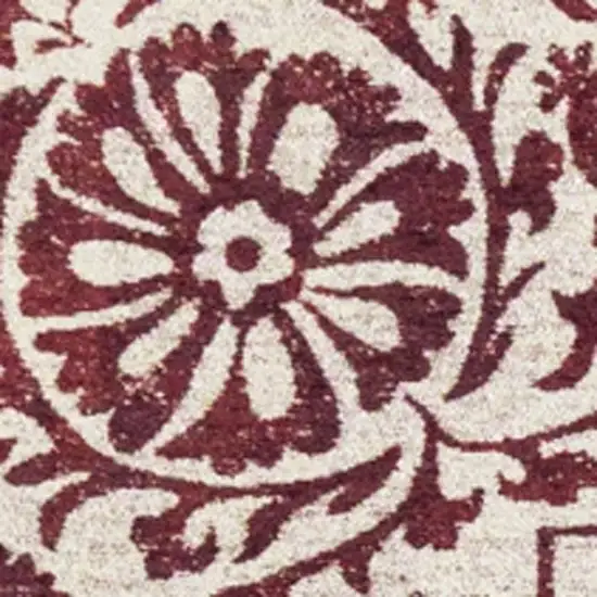 Beige And Maroon Tribal Washable Area Rug With UV Protection Photo 2