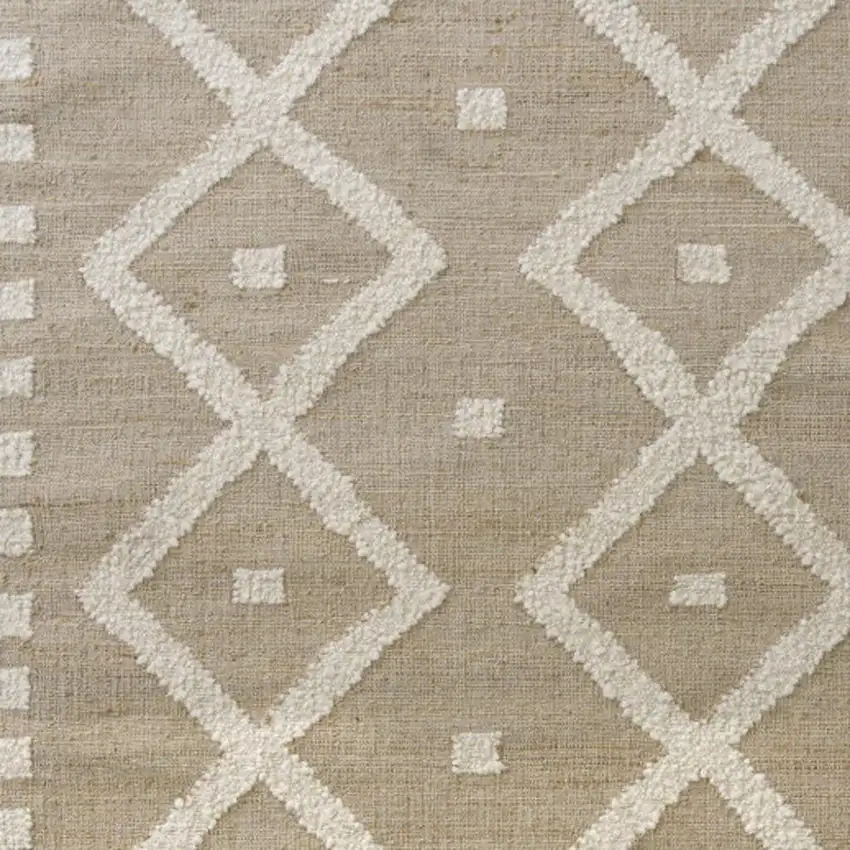 Beige And Natural Diamond Hand Woven Square Rug Photo 4