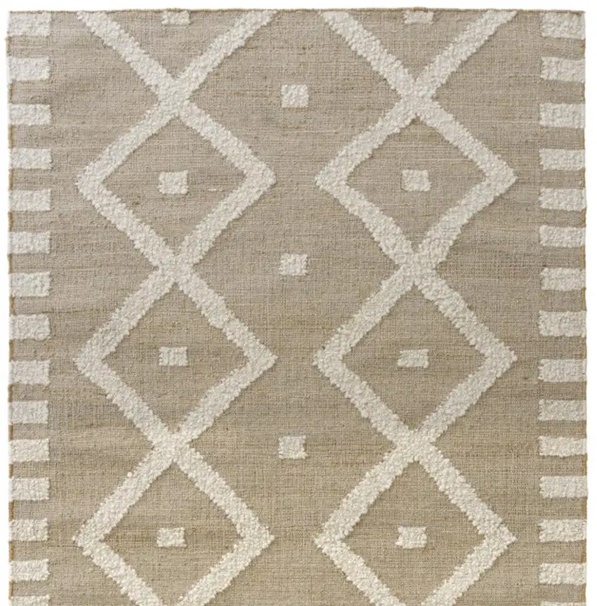 Beige And Natural Diamond Hand Woven Square Rug Photo 5