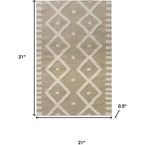 Beige And Natural Diamond Hand Woven Square Rug Photo 3