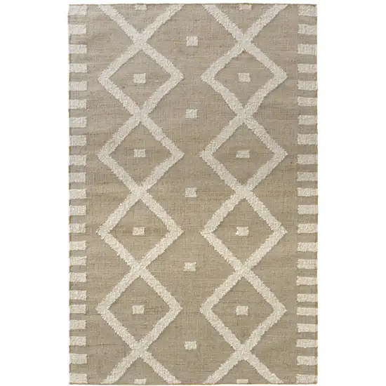 Beige And Natural Diamond Hand Woven Square Rug Photo 2